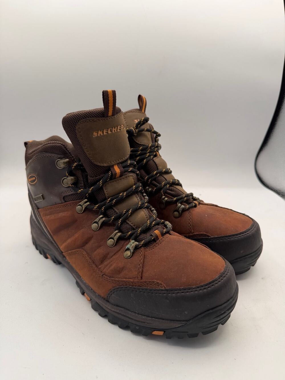 Skechers Mens Brown Leather Hiking Boots Ankle-Trail Work Outdoor -SN 65529 Sz 9
